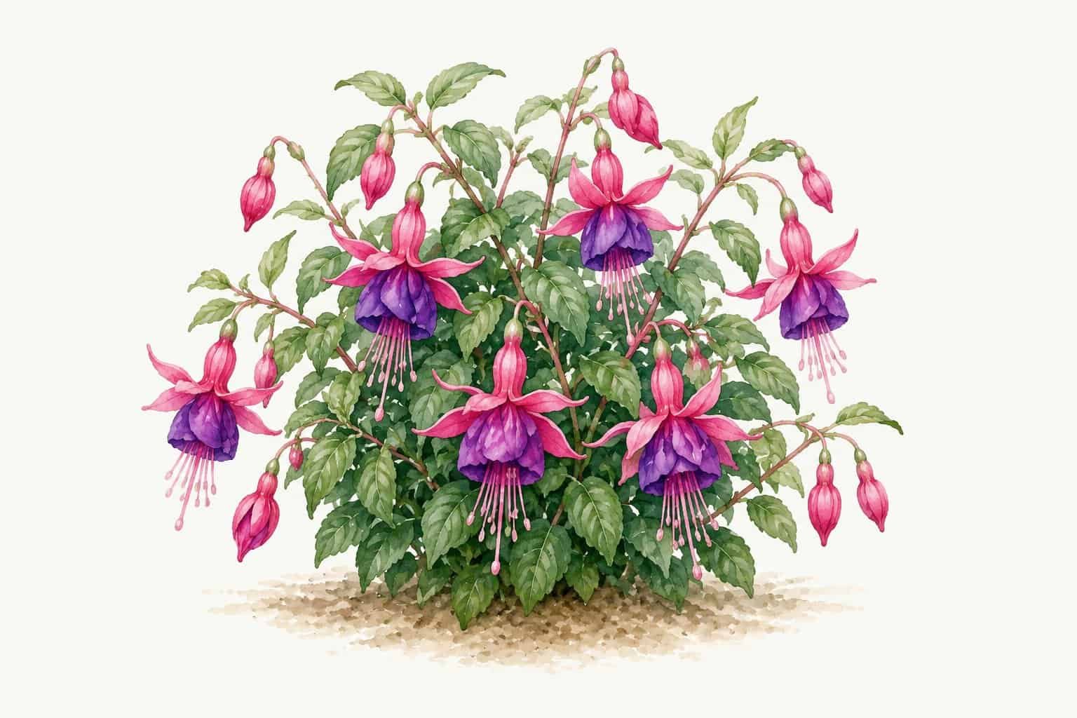 Fuksia akvarell-illustratsioon