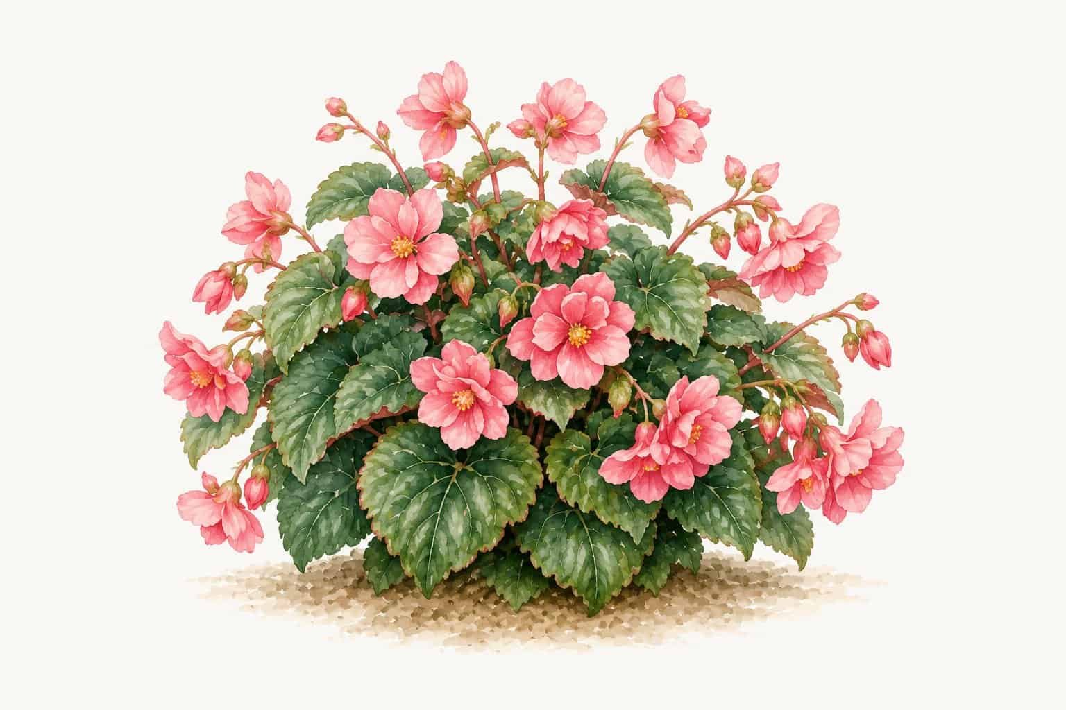 Begoonia akvarell-illustratsioon